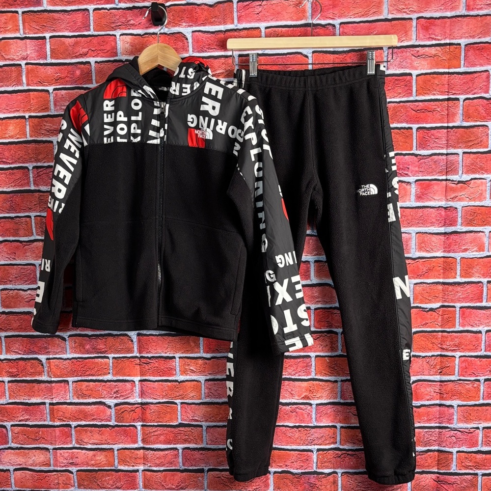 The North Face Youth Printed Freestyle Fleece Hoodie and Matching Joggers Sz Med